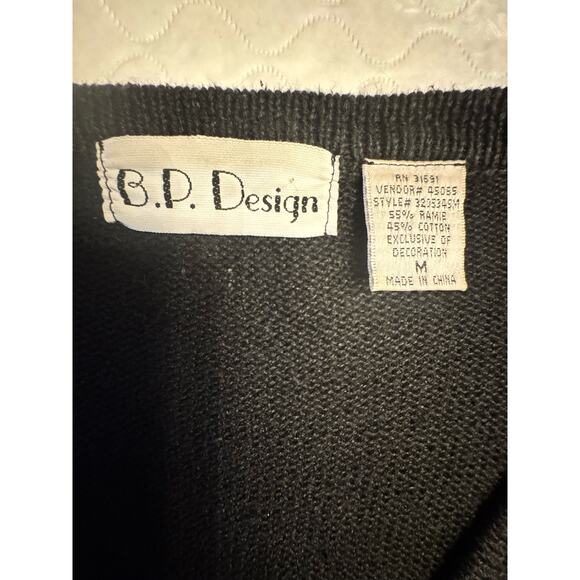 VTG Beaded Christmas Cardigan Sweater Womens Medium Sequins Poinsettia Holly - Picture 12 of 13